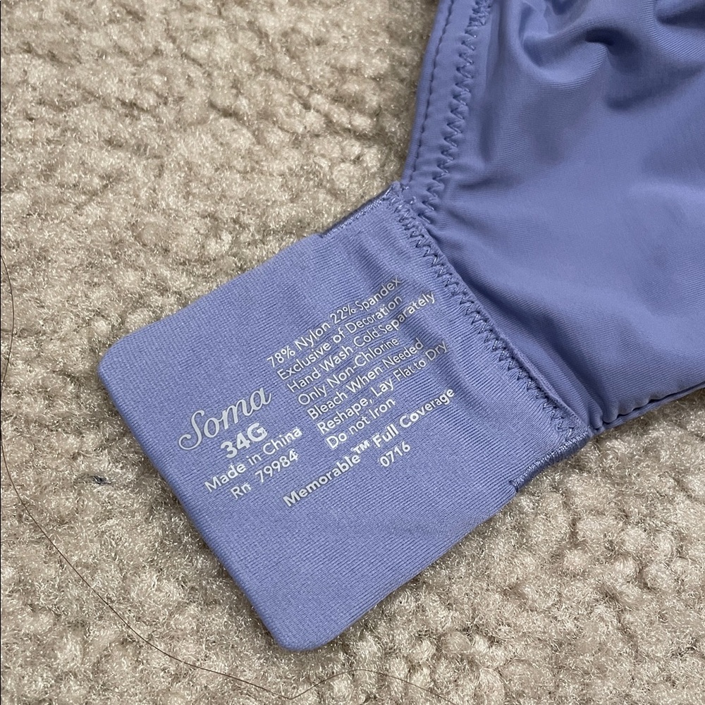 Preowned Soma Memorable Full Coverage Underwire light purple 34G Bra - Picture 6 of 8